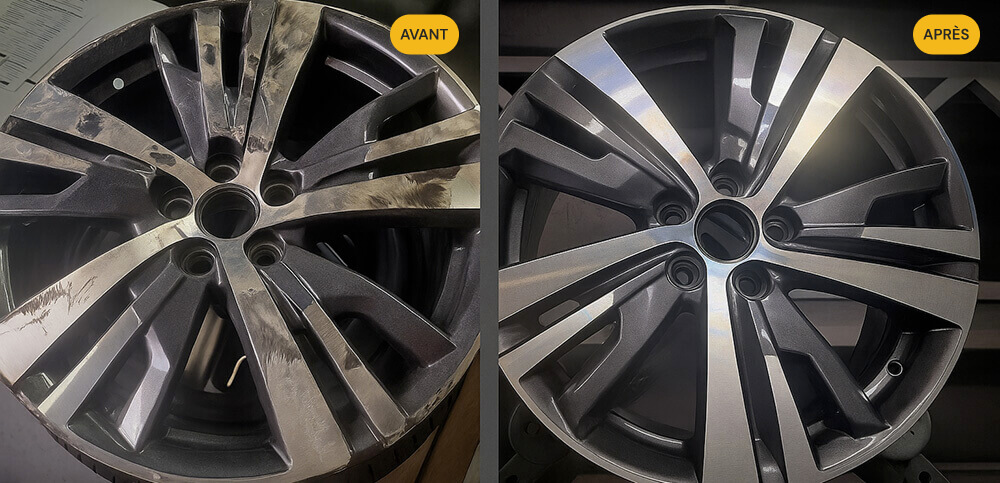 Restauration de jantes avant et après